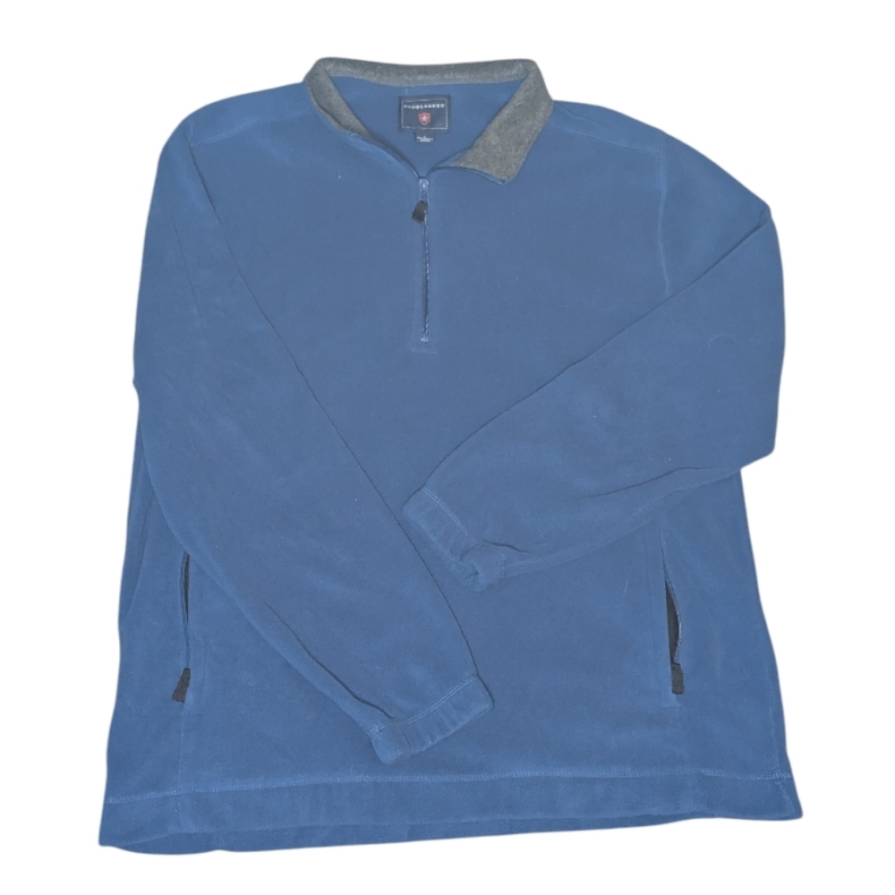 Saddlebred Men's Blue Fleece with Gray Trim 3/4 Zip Pullover